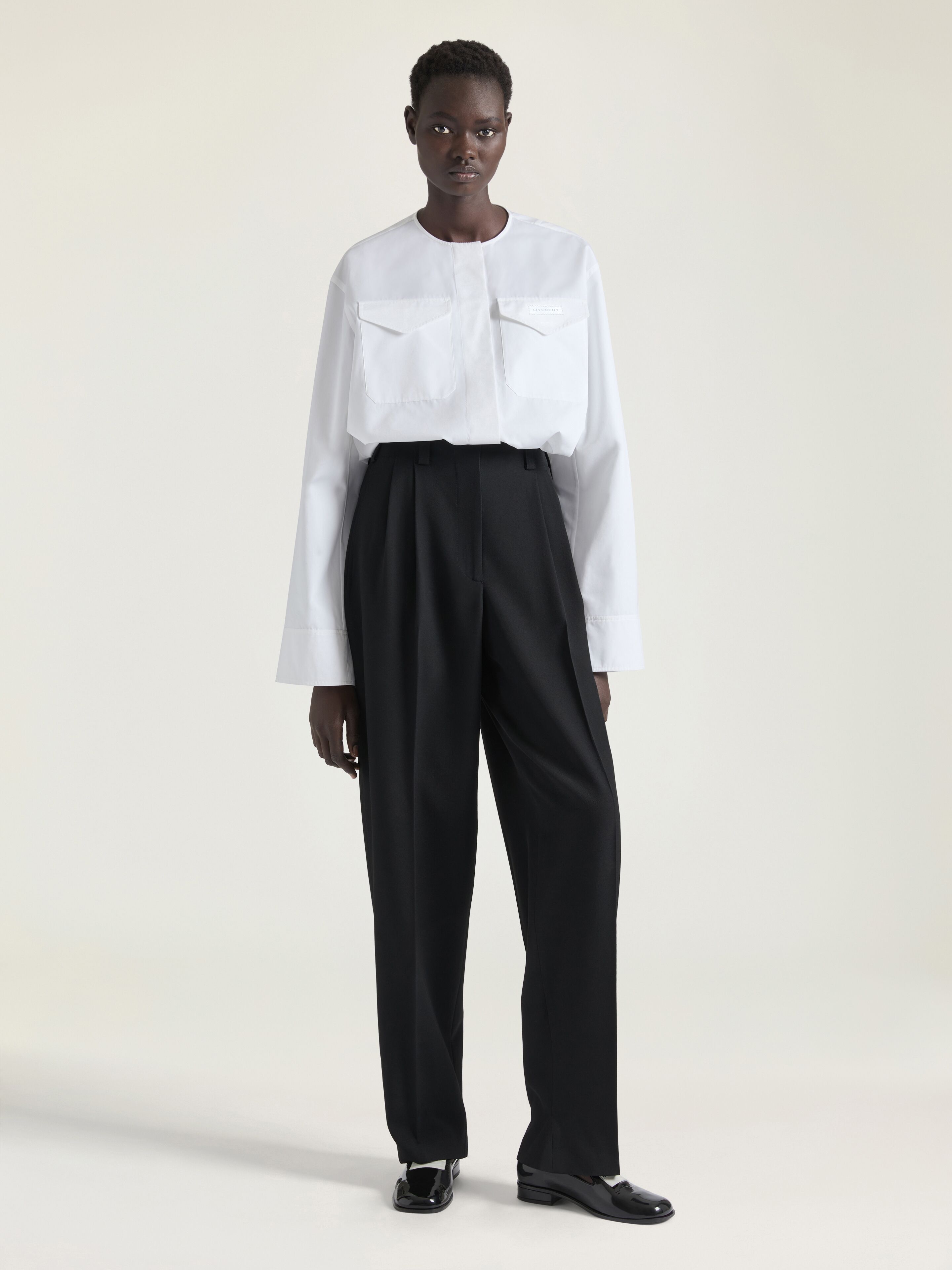 Utility cropped shirt in poplin with GIVENCHY patch
